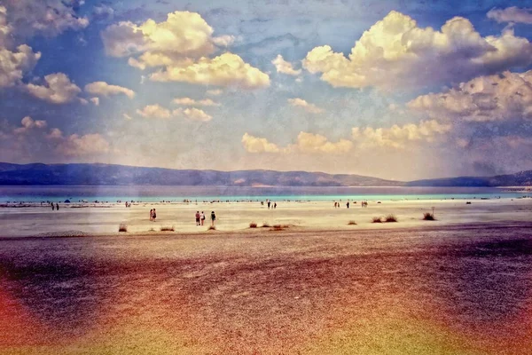 Krásná Letní Krajina Tureckého Jezera Salda Tyrkysovou Vodou Modrou Oblohou — Stock fotografie