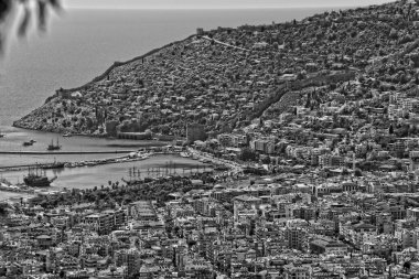 Türkiye 'nin Alanya kenti ve Akdeniz' in bakış açısından güzel bir manzara