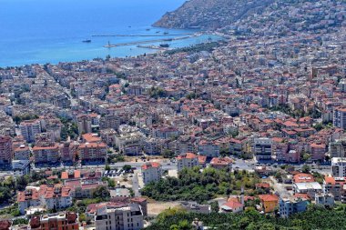 Türkiye 'nin Alanya kenti ve Akdeniz' in bakış açısından güzel bir manzara