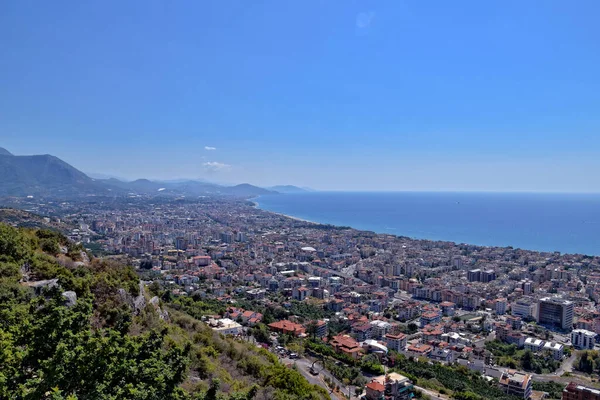 Vacker Utsikt Från Utsiktspunkten Staden Alanya Turkiet Och Medelhavet — Stockfoto