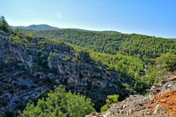 Belle Vue Sur Les Montagnes Turques Couvertes Forêt Verte Jour — Photo