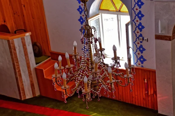 Hermoso Modesto Interior Simple Una Pequeña Mezquita Pueblo Turco Con — Foto de Stock