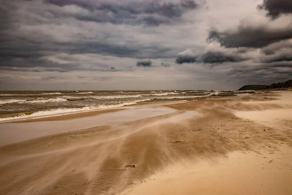 Bela Paisagem Praia Mar Báltico Polonês Dia Primavera Ventoso Fresco — Fotografia de Stock