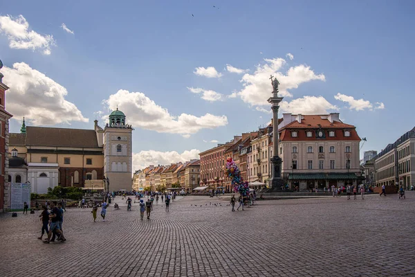 Gyönyörű Városi Táj Régi Város Varsó Lengyelországban Egy Meleg Nyári — Stock Fotó