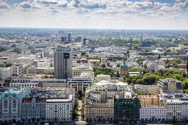 Piękny Krajobraz Warszawy Punktu Widokowego Pałacu Kultury Ciepły Letni Słoneczny — Zdjęcie stockowe