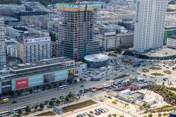Gyönyörű Táj Varsó Város Kilátó Pont Kultúra Palotája Egy Meleg — Stock Fotó