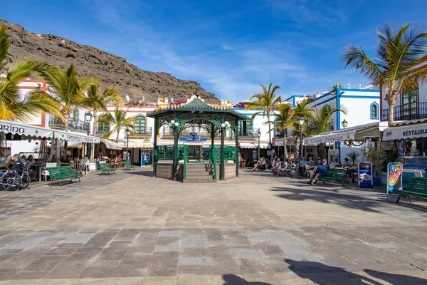 Piękne Kolorowe Miasto Puerto Mogan Hiszpańskiej Wyspie Kanaryjskiej Ciepły Słoneczny — Zdjęcie stockowe