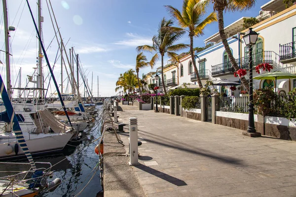 Прекрасний Краєвид Яхтами Іспанському Місті Пуерто Рико Острові Гран Канарія — стокове фото
