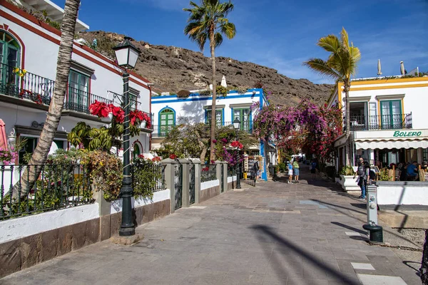 Krásné Barevné Město Puerto Mogan Španělském Kanárském Ostrově Teplého Slunečného — Stock fotografie