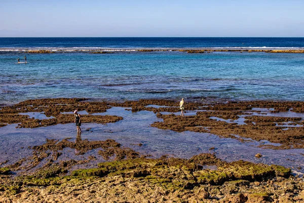 Теплый Пляжный Пейзаж Столице Испанском Канарском Острове Гран Канария Ясный — стоковое фото