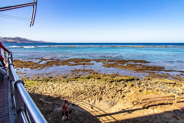 Beautiful Warm Beach Landscape Capital Spanish Canary Island Gran Canaria Royalty Free Stock Photos