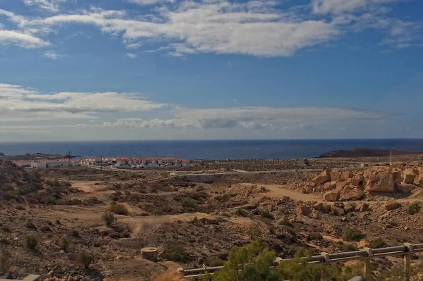 Wunderschöne Landschaften Von Der Spanischen Insel Teneriffa Mit Autobahn Und — Stockfoto