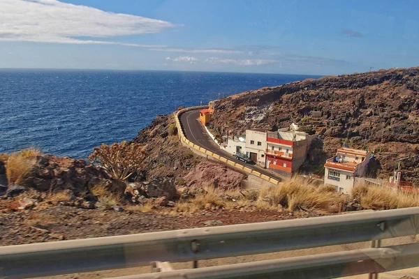 Prachtige Landschappen Van Het Spaanse Eiland Tenerife Met Snelweg Oceaan — Stockfoto