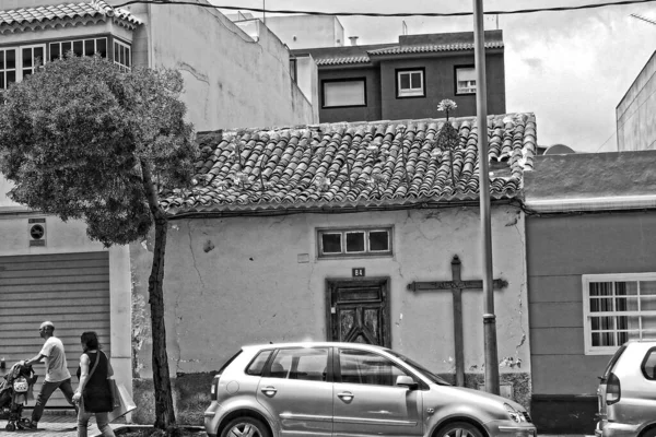 Ruas Bonitas Com Edifícios Históricos Ilha Canária Espanhola Tenerife Antiga — Fotografia de Stock