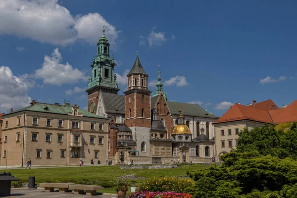 Piękna Zabytkowa Katedra Zamku Królewskim Wawelu Krakowie — Zdjęcie stockowe