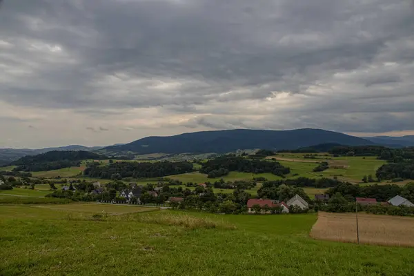 Prachtig Zomers Landschap Met Poolse Bergen Een Bewolkte Dag — Stockfoto