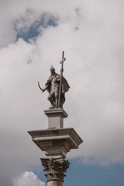 Bella Vecchia Colonna Storica Zygmunt Varsavia Polonia Contro Cielo Blu — Foto Stock