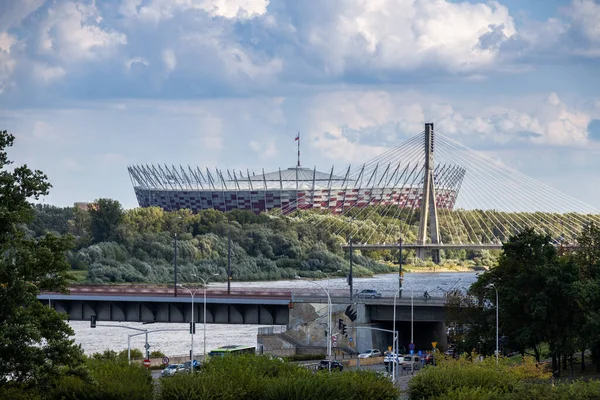 stock image beautiful view of the PGE Polish National Stadium in Warsaw on a warm summer day