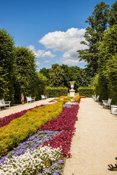 Krásné Královské Zahrady Zámku Varšavě Polsku Teplého Letního Dne Krajiny — Stock fotografie