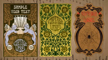 Vektör vintage öğeler: etiket art nouveau