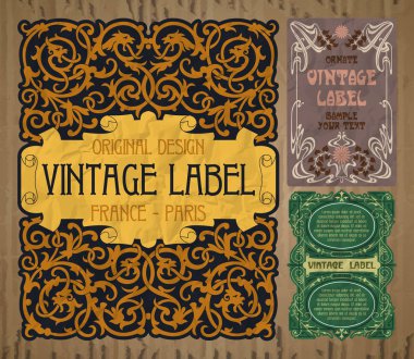Vektör vintage öğeler: etiket art nouveau