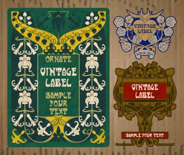 Vektör vintage öğeler: etiket art nouveau