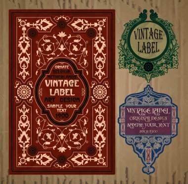 Vektör vintage öğeler: etiket art nouveau