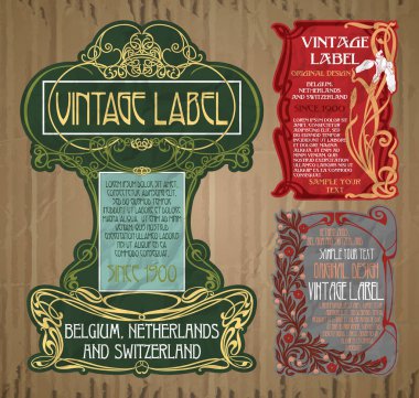 vector vintage items: label Art Nouveau clipart