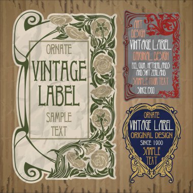 Vektör vintage öğeler: etiket art nouveau