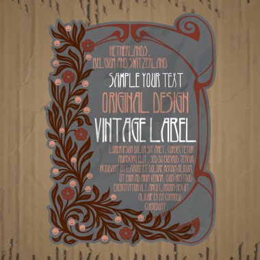 Vektör vintage öğeler: etiket art nouveau
