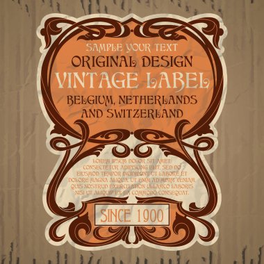 Vektör vintage öğeler: etiket art nouveau