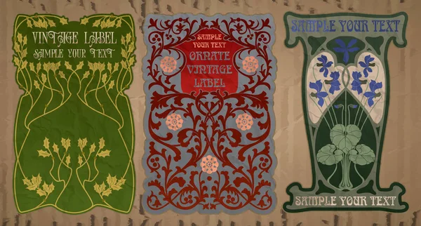 Artículos Vendimia Del Vector Etiqueta Art Nouveau — Archivo Imágenes Vectoriales