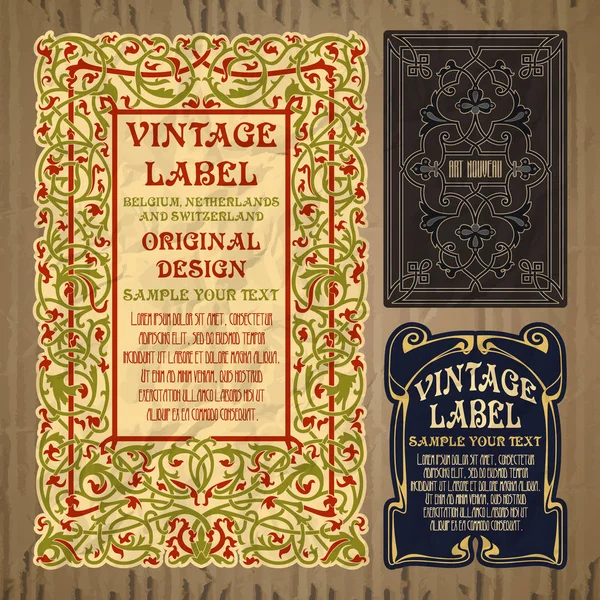 Vecteur Vintage Articles Label Art Nouveau — Image vectorielle
