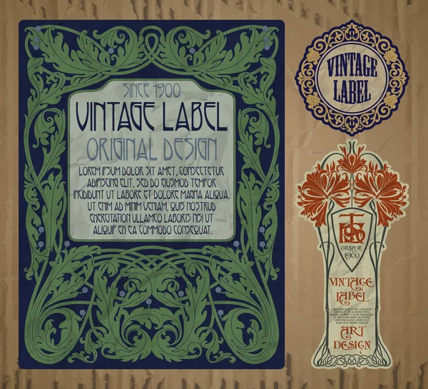 Vector Vintage Items Label Art Nouveau — Stockvector