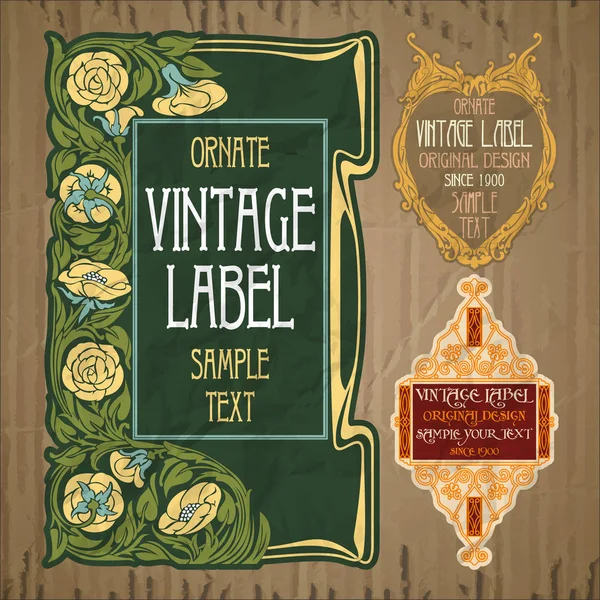 Vector Vintage Items Label Art Nouveau — Stockvector