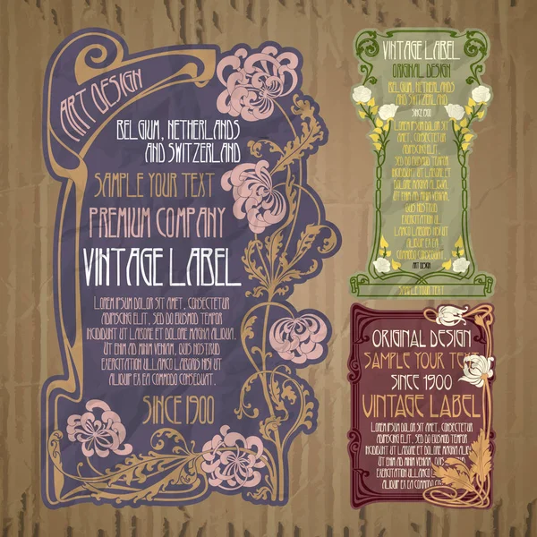 Vecteur Vintage Articles Label Art Nouveau — Image vectorielle