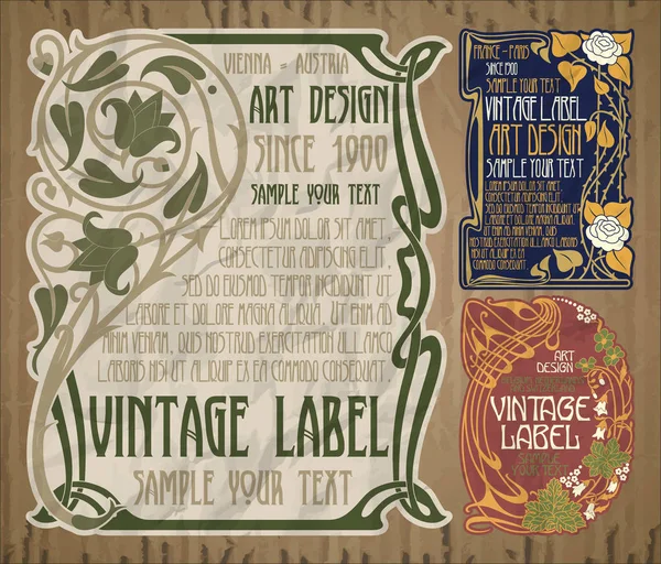 Artículos Vendimia Del Vector Etiqueta Art Nouveau — Archivo Imágenes Vectoriales