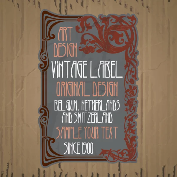 Vector Vintage Items Label Art Nouveau — Stockvector