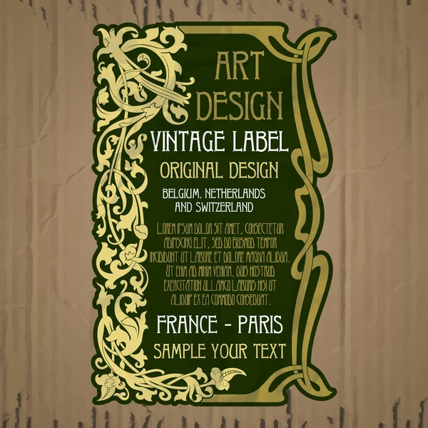 Vector Vintage Items Label Art Nouveau — Stockvector