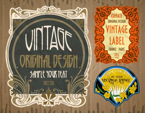 Vector Vintage Items Label Art Nouveau — Stockvector