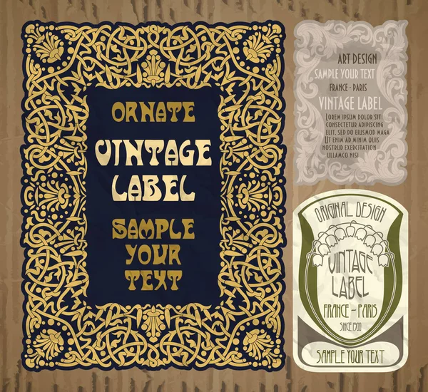 Vecteur Vintage Articles Label Art Nouveau — Image vectorielle