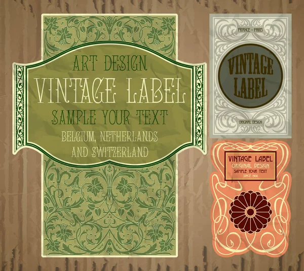 Vector Itens Vintage Etiqueta Art Nouveau — Vetor de Stock