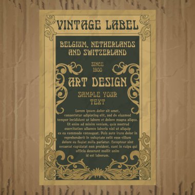 Vektör vintage öğeler: etiket art nouveau
