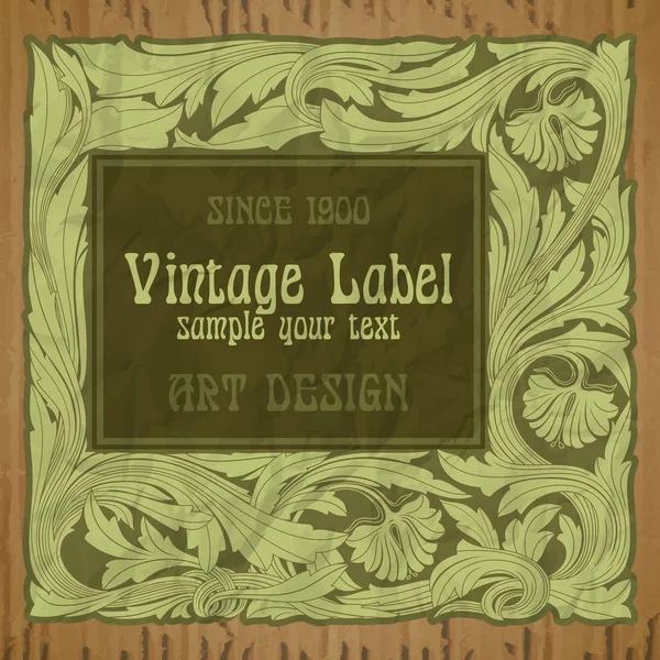 Vector Vintage Items Label Art Nouveau — Stockvector