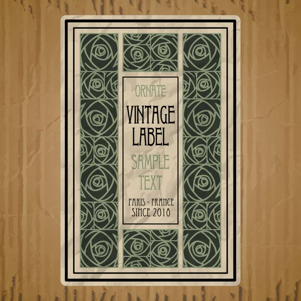 Vector Vintage Items Label Art Nouveau — Stock Vector