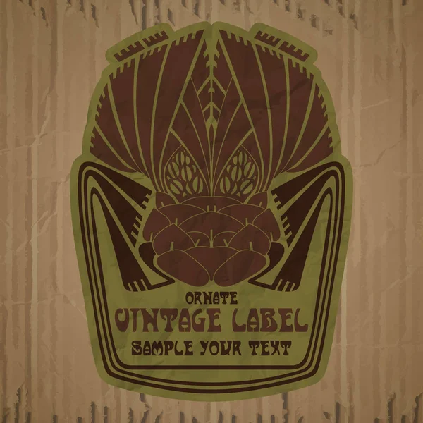 Vector Vintage Items Label Art Nouveau — Stock Vector