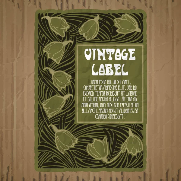 Vector Vintage Items Label Art Nouveau — Stockvector