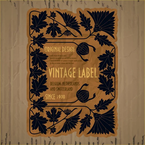 Vector Vintage Items Label Art Nouveau — Stock Vector