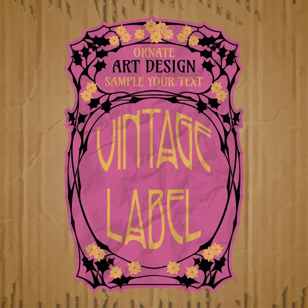 Vector Vintage Items Portada Art Nouveau — Vector de stock