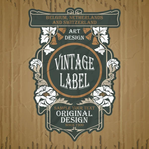 Vector Vintage Items Portada Art Nouveau — Vector de stock